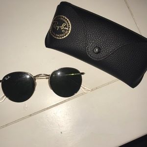 Circular Gold and Black Tinted Raybans